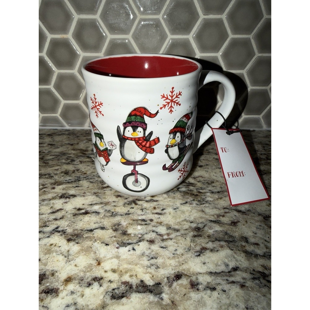 Peppermint & Pine Penguin Coffee Mug Winter 16 Ounces Collectable